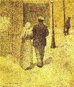 Charles Angrand Man and Woman on the Street oil painting
